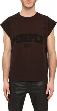 PURPLE BRAND Oversize Textured Cotton Jersey Muscle Tee