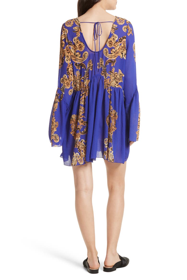 Bell Sleeve Swing Dress, Alternate, color, BLUE