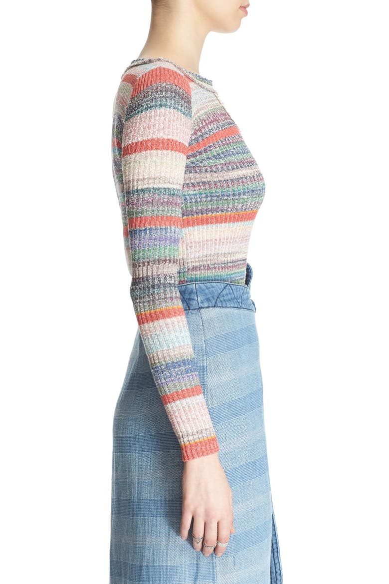 'Sunshine Dreamer' Stripe Keyhole Sweater, Alternate, color, MULTI COMBO