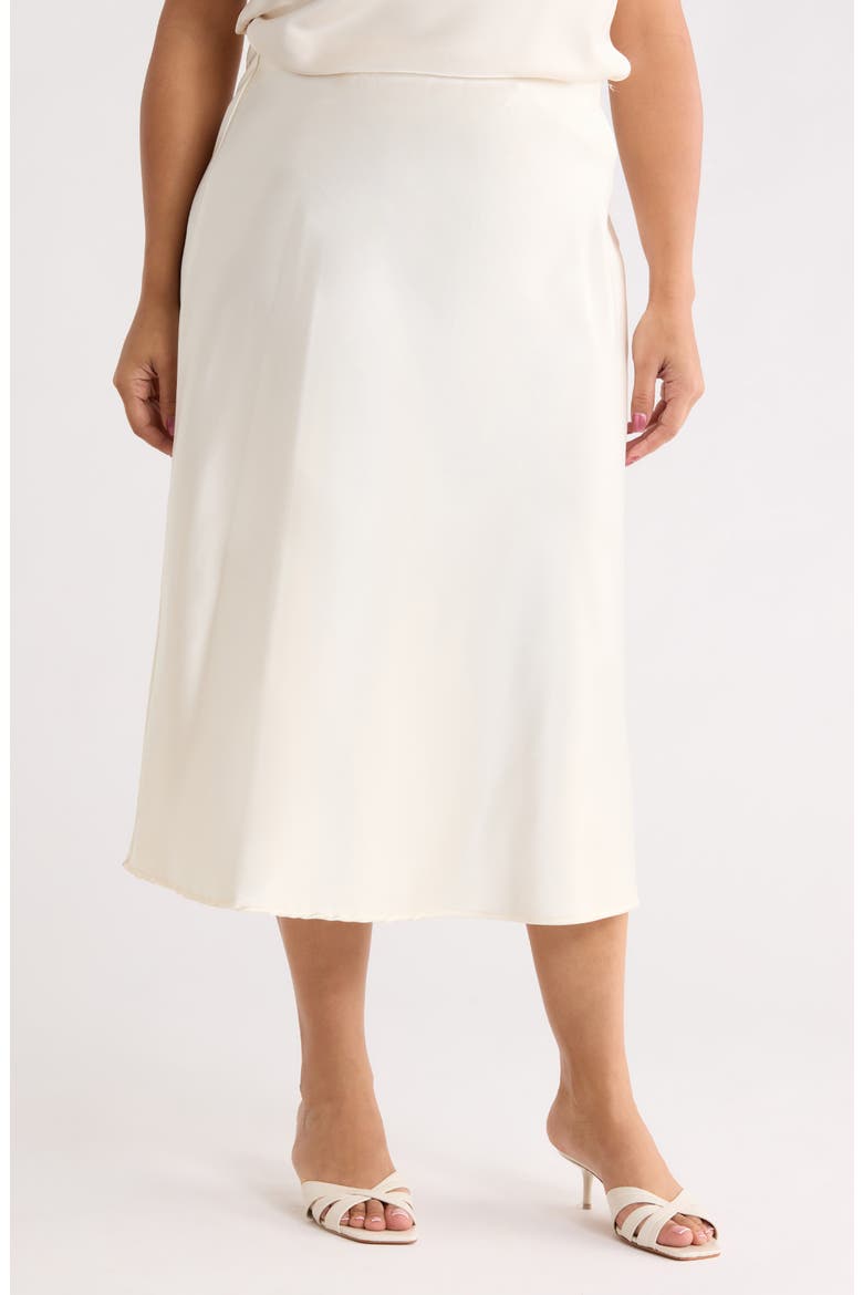 Satin Midi Skirt, Main, color, LIGHT BUTTER