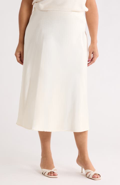 Satin Midi Skirt (Plus)