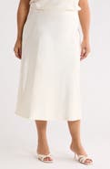 Renee C Satin Midi Skirt