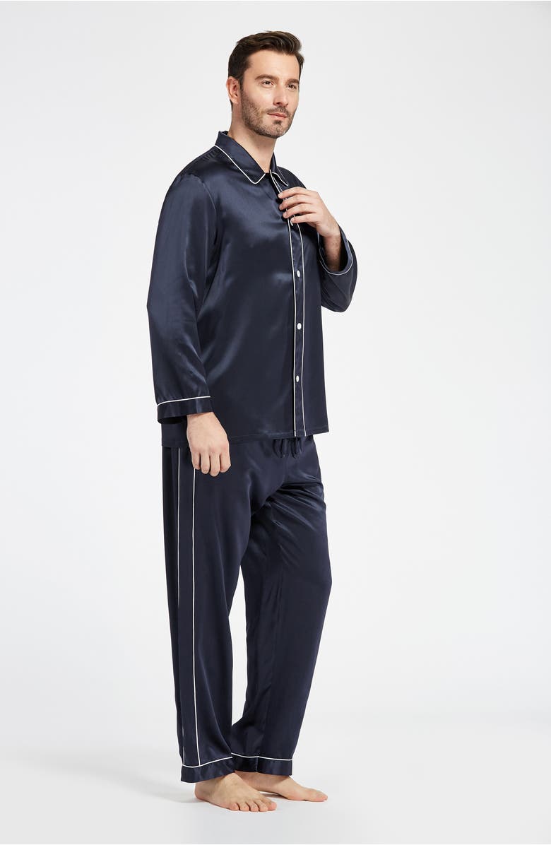 Lilysilk Unique Silk Pajamas Set, Alternate, color, Navy Blue
