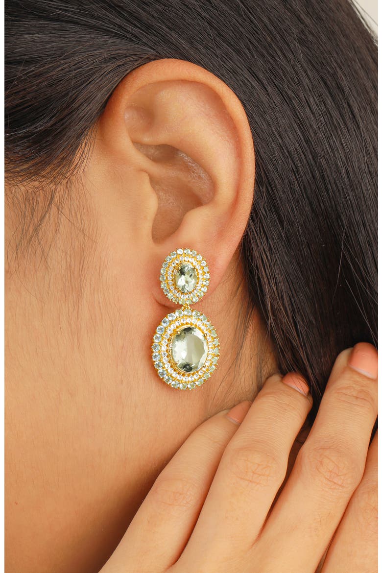 Semiprecious Stone Drop Earrings, Alternate, color, GREEN