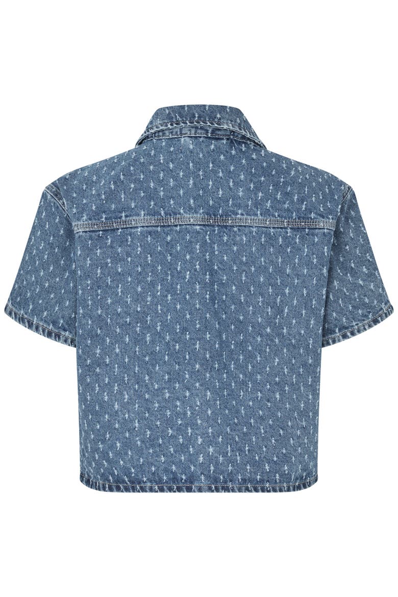 Cropped Collared Snap-Front Shacket, Alternate, color, Basic Denim