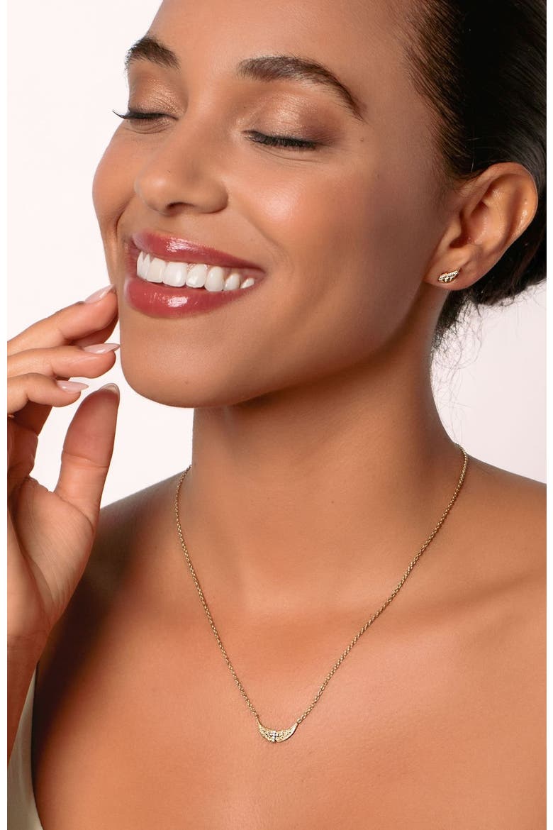 Divine Wings Mini Cross Necklace, Alternate, color, 18k Gold Plated