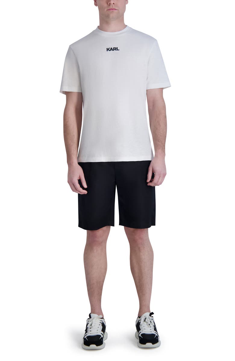 KARL LAGERFELD PARIS Linen & Cotton Drawstring Shorts, Alternate, color, 