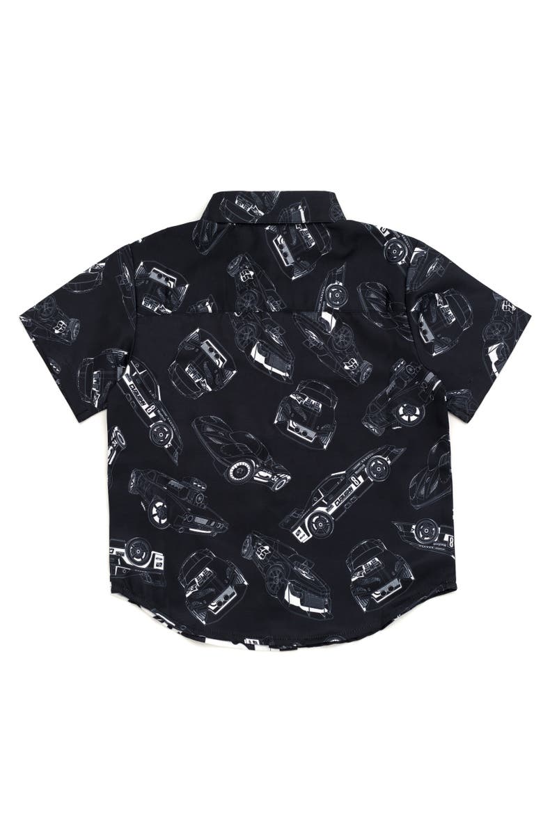 Hot Wheels Boys' Racing Button Down Shirt, Alternate, color, Black Checkerboard