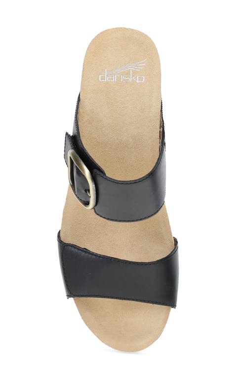 Dansko Shannon Platform Wedge Slide Sandal In Black Burnished Nappa
