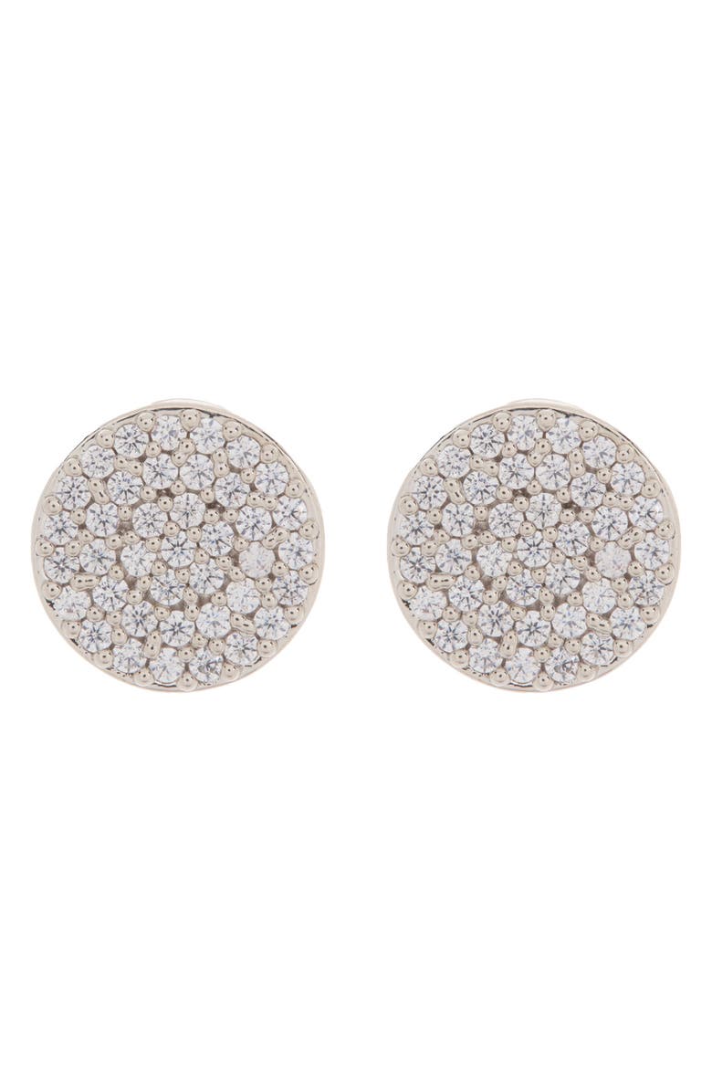 Nadri CZ Pavé Disc Stud Earrings, Main, color, Clear/ Silver