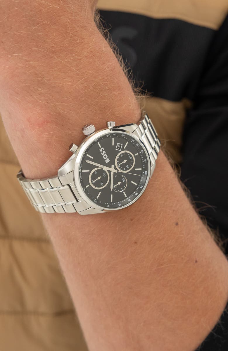 BOSS Grand Prix Chronograph Bracelet Watch, 40mm, Alternate, color, Black