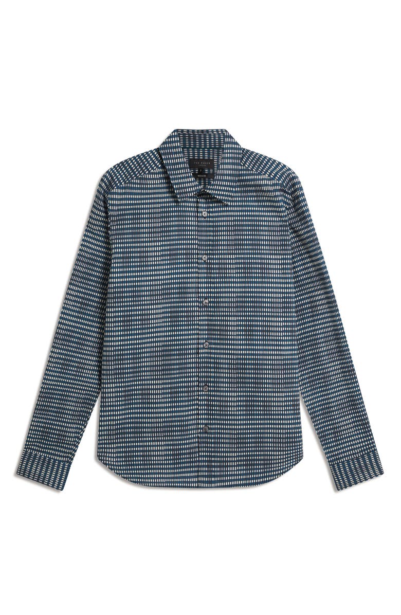 Ted Baker Huayna Long Sleeve Regular Fit Button-Up Shirt, Alternate, color, Teal-Blue