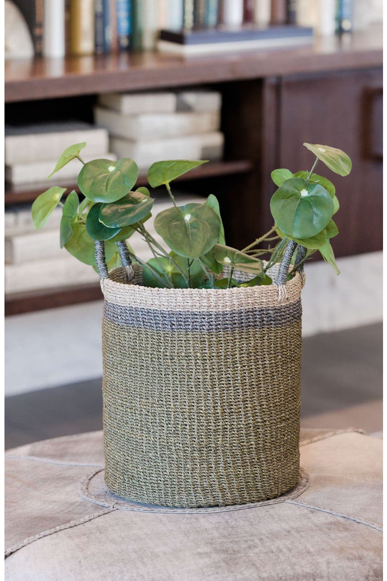 Cylinder Floor Basket with Handles, Set of 2, Alternate, color, Olive