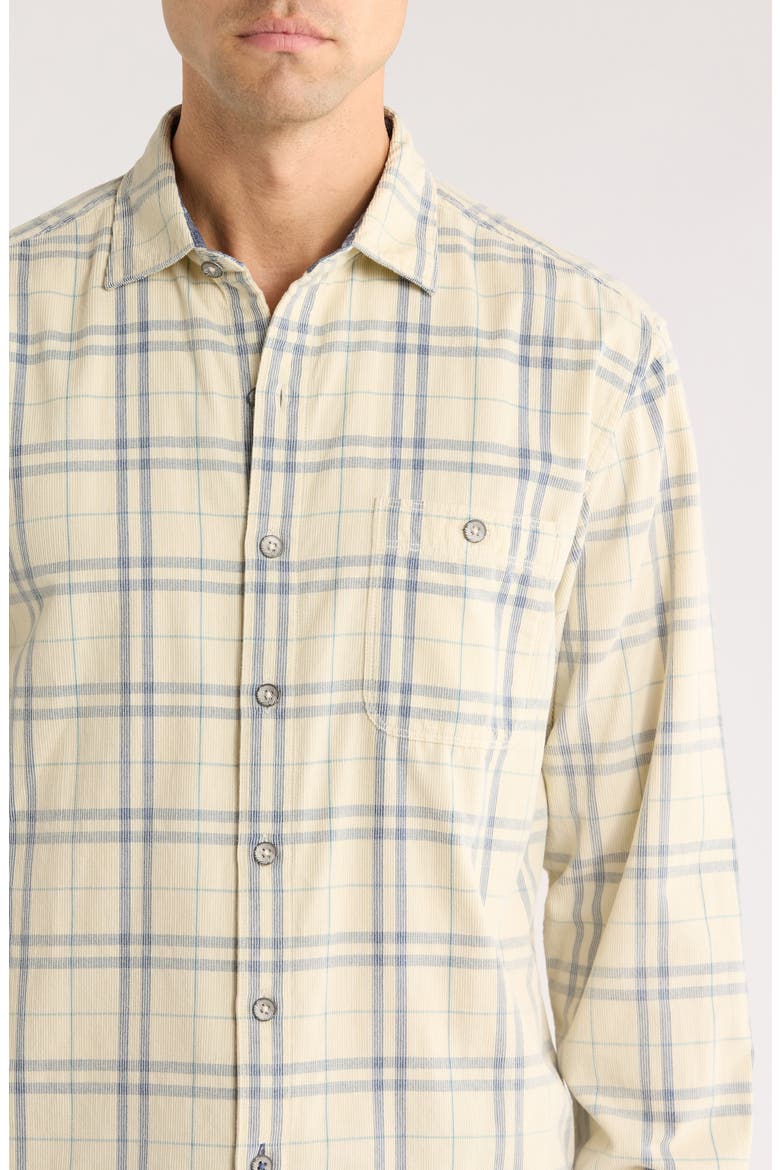 Coastline Cord Indio Plaid Cotton Corduroy Button-Up Shirt, Alternate, color, CLOUD CREAM