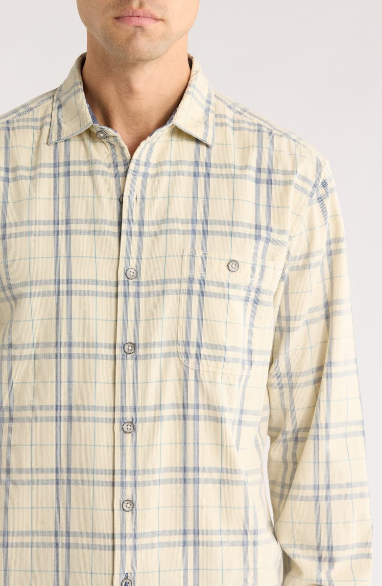 Tommy Bahama Coastline Cord Indio Plaid Cotton Corduroy Button-Up Shirt, Alternate, color, Cloud Cream