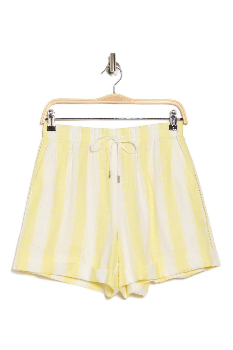 Sonny Linen Blend Shorts, Alternate, color, LEMON STRIPE