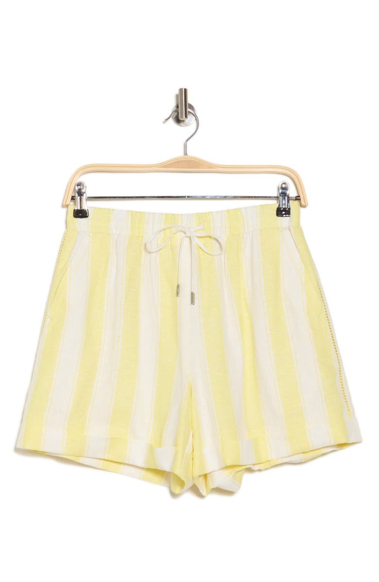 Simkhai Sonny Linen Blend Shorts, Alternate, color, Lemon Stripe