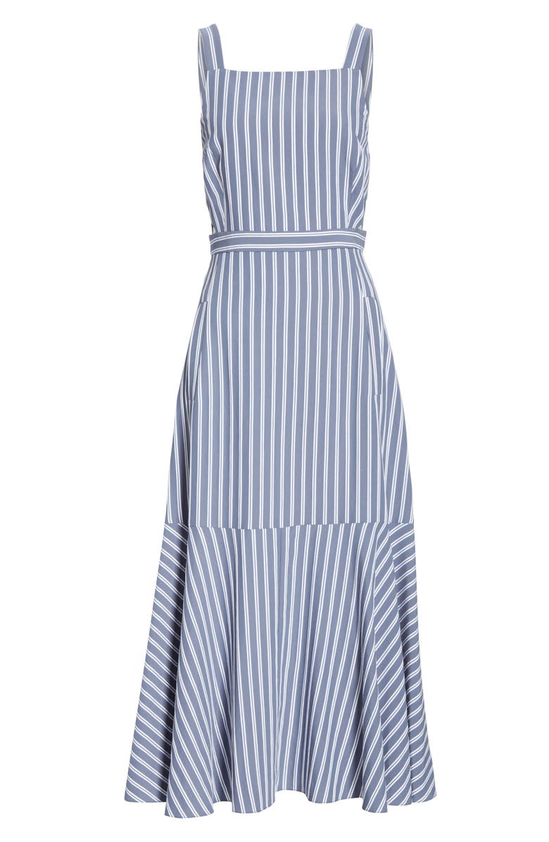 Tibi Stripe Twill Midi Dress, Alternate, color, 