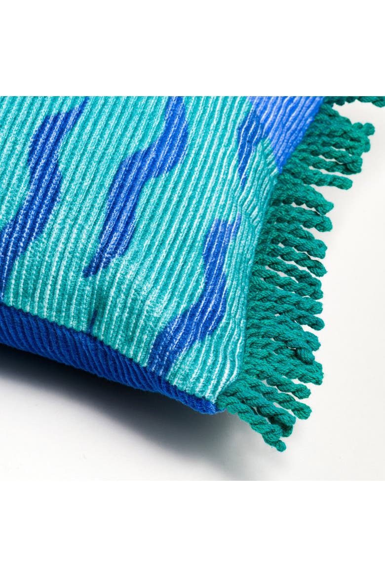Ghuni Fringed Embroidered 100% Cotton Home Accent, Alternate, color, Blue - Green