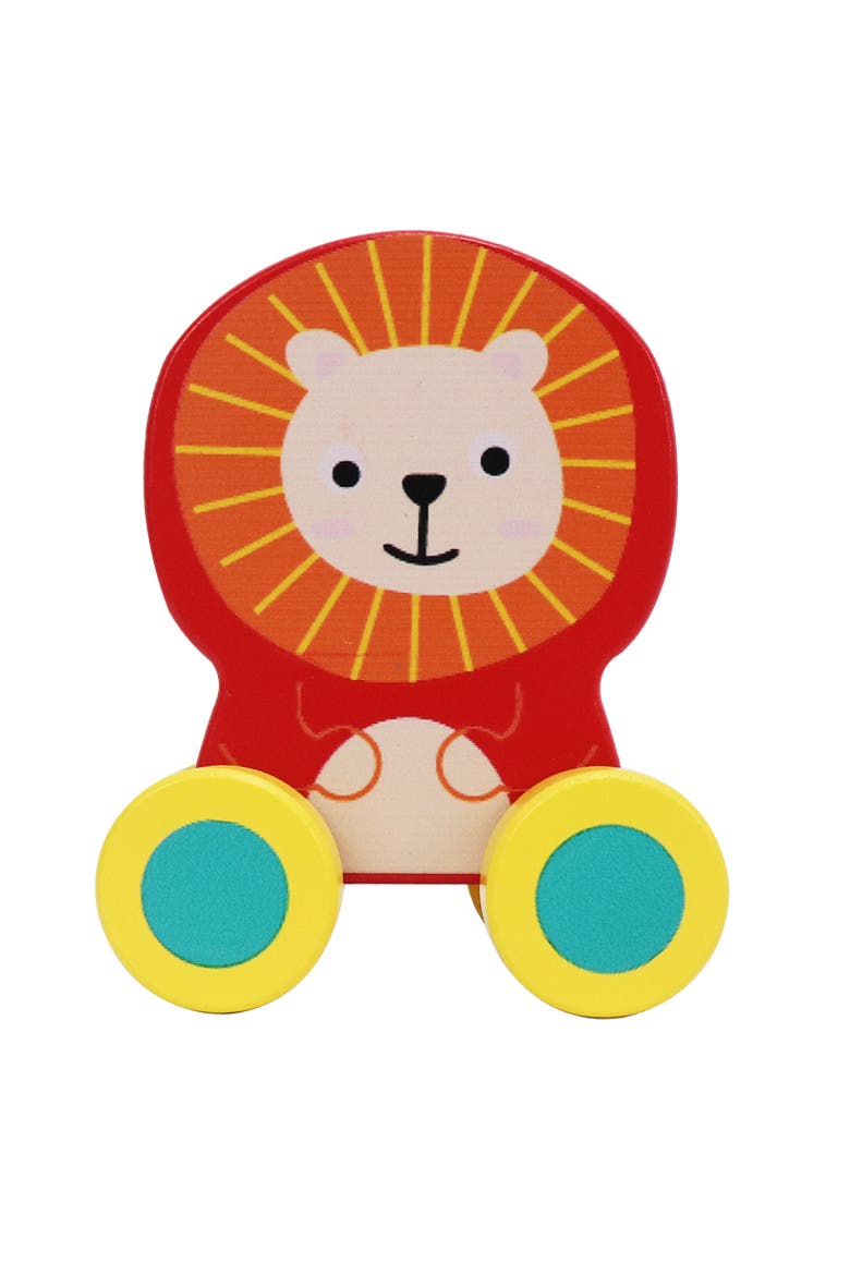 Wooden Little Leo Lion Vehicle Toy, Main, color, Red