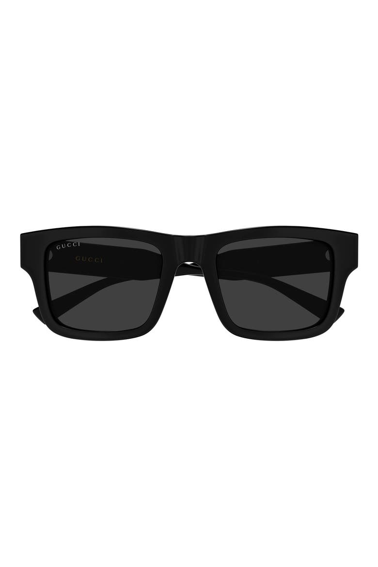 52mm Square Sunglasses, Main, color, BLACK