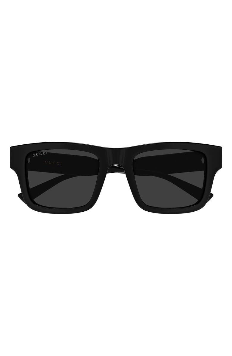 Gucci 52mm Square Sunglasses, Main, color, Black