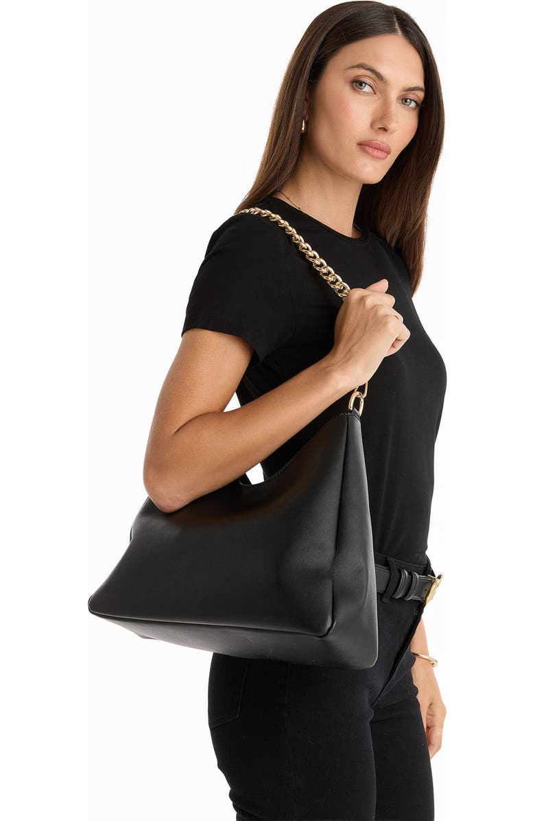 The Noli Shop Tribeca Chain Leather Bag, Alternate, color, Black