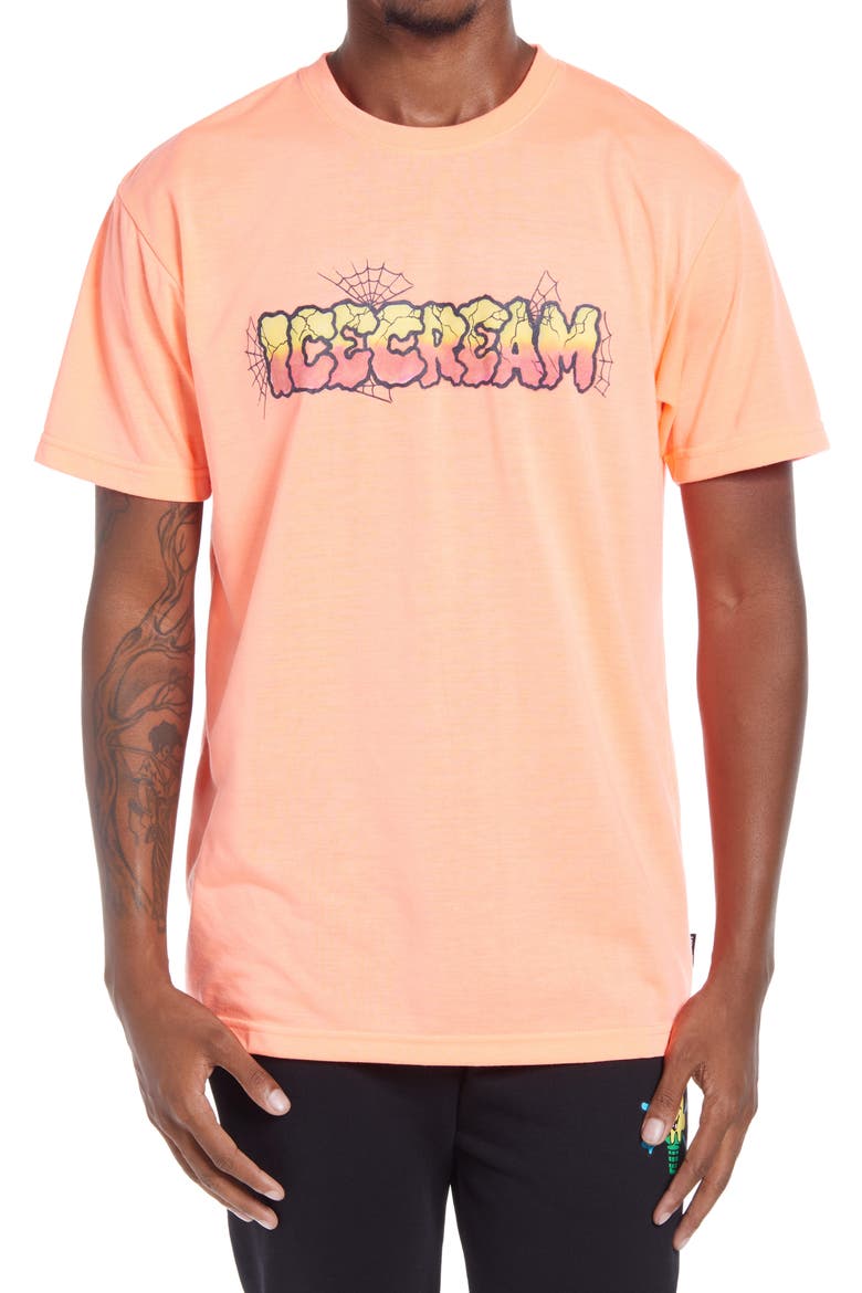 Ice Cream Airbrush Men's Graphic Tee, Main, color, NEON CORAL