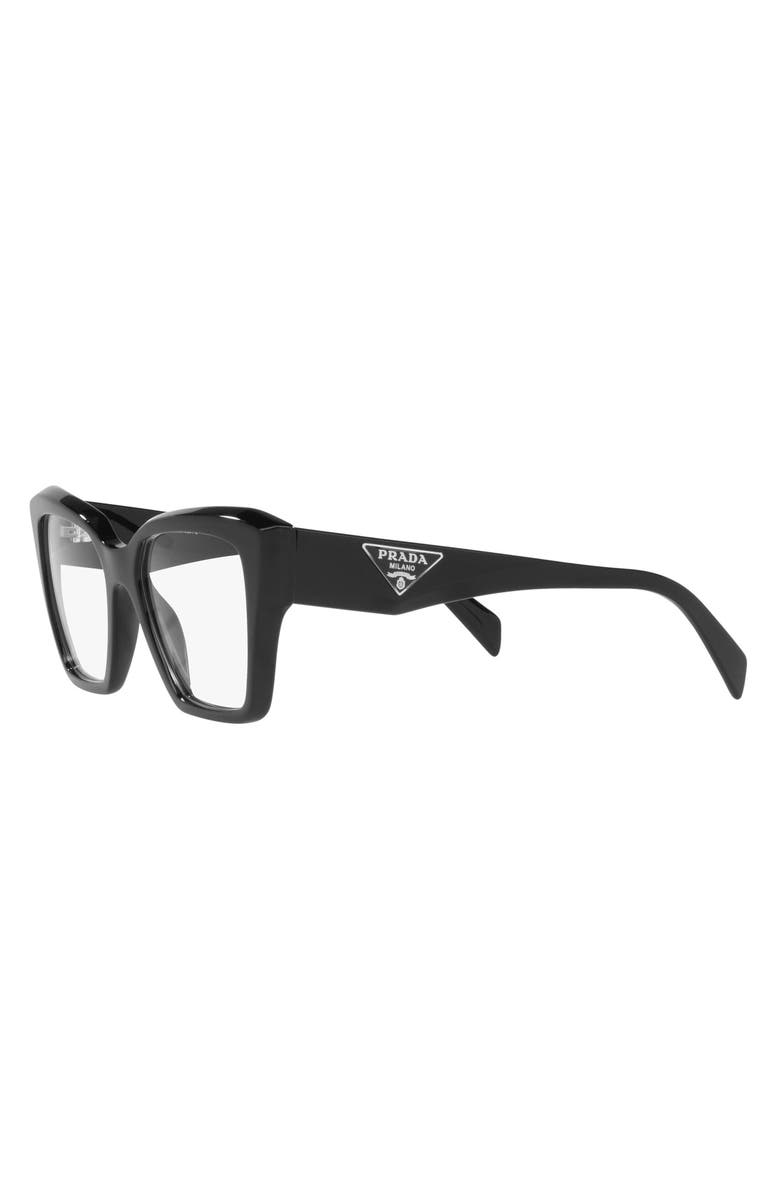 Prada 51mm Square Optical Glasses, Alternate, color, Black