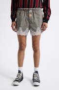 Martine Rose Lace Trim Check Stretch Cotton Boxer Shorts