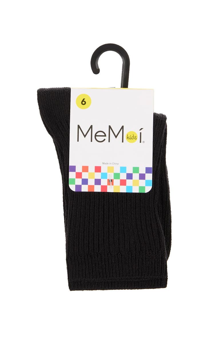 MeMoi Ribbed Rich Crew Socks, Alternate, color, Black