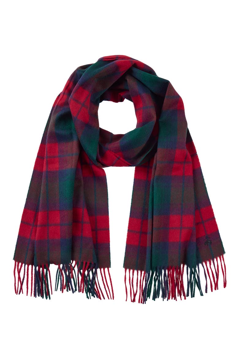 Robertson Plaid Wool-Blend Scarf, Alternate, color, RED