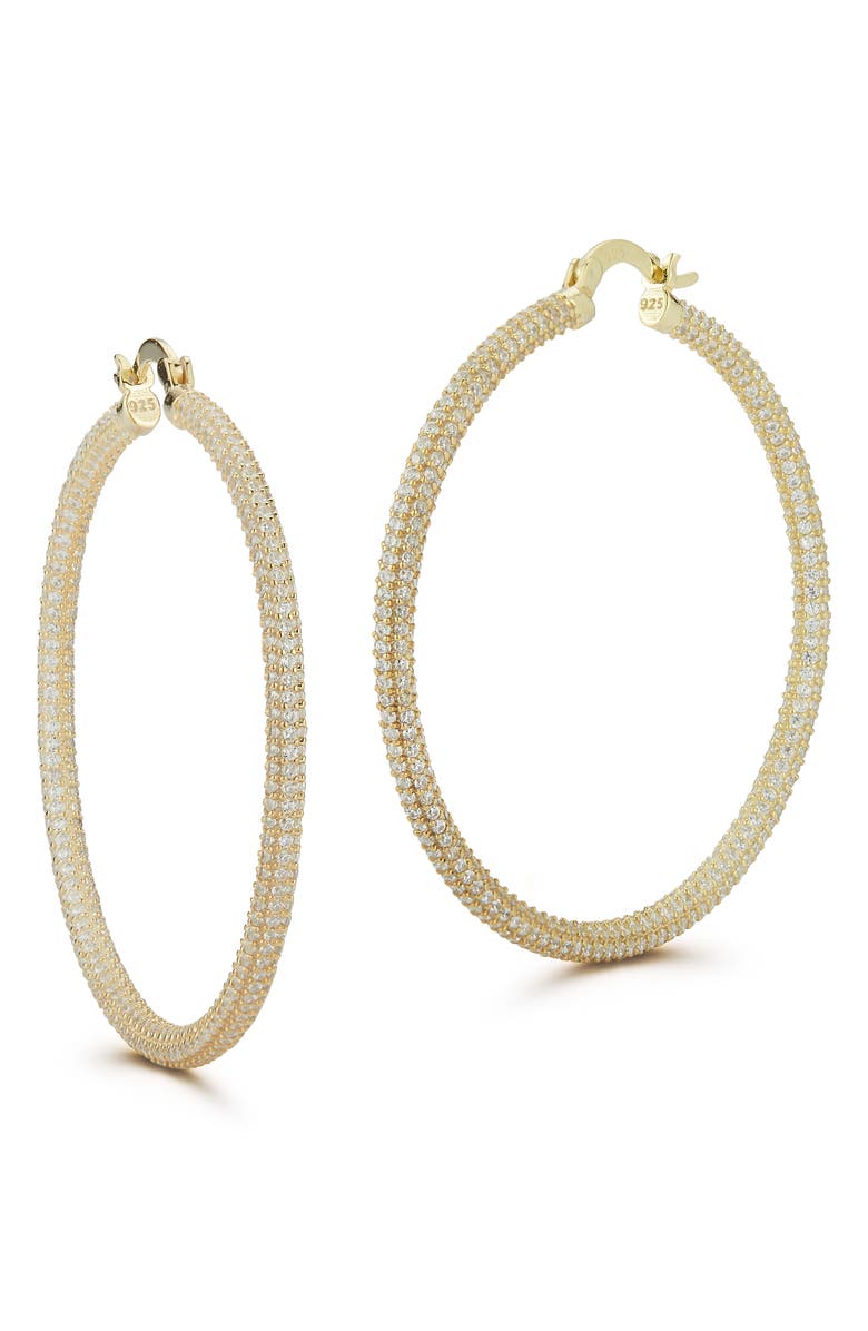 CHLOE AND MADISON Large Pave Hoop Earrings, Main, color, Gold
