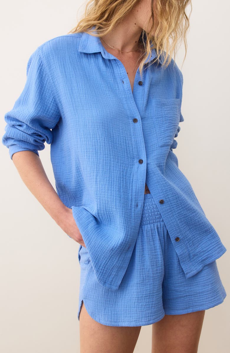 Marine Layer Jane Double Cloth Cotton Gauze Button-Up Shirt, Alternate, color, 