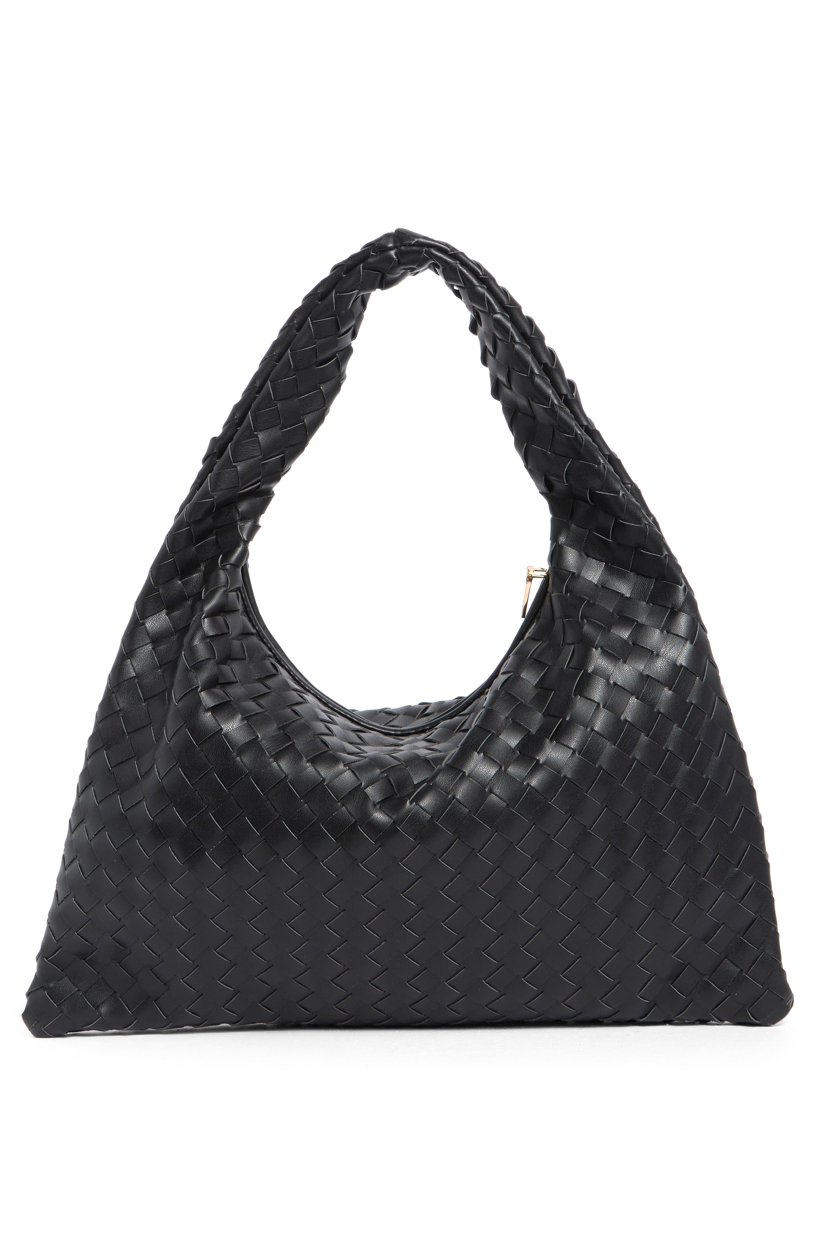 URBAN EXPRESSIONS HANDBAGS Woven Hobo Shoulder Bag, Alternate, color, Black