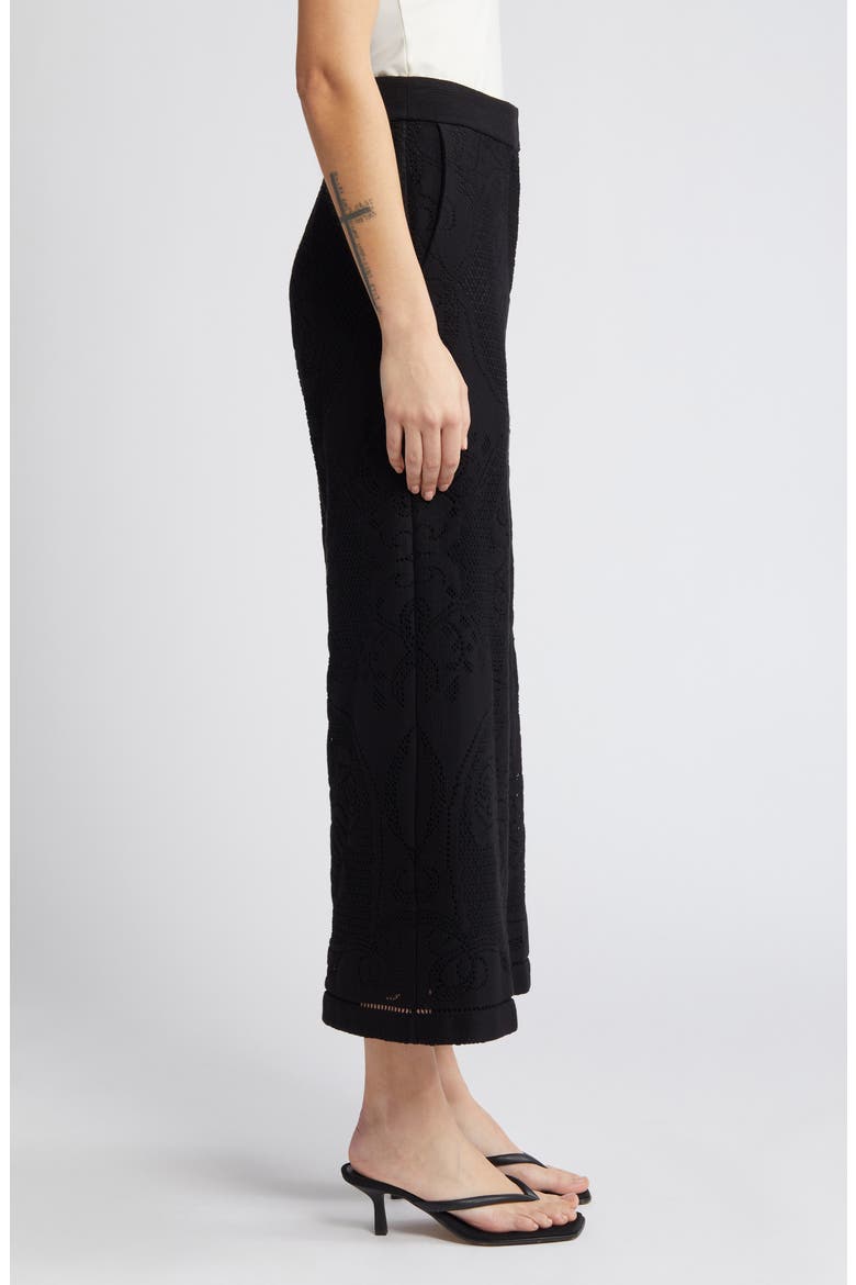 Anisa Lace Wide Leg Crop Pants, Alternate, color, BLACK