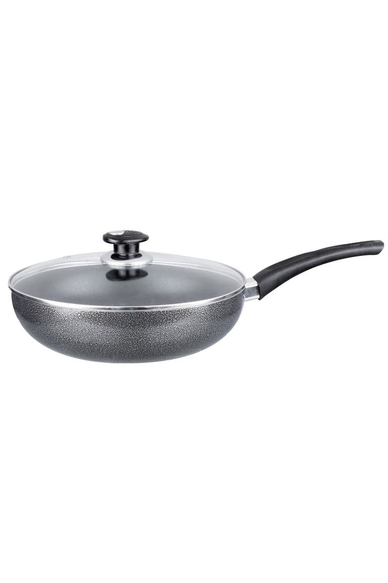 Wok W/ Lid Aluminum Non-Stick 10, Main, color, Black