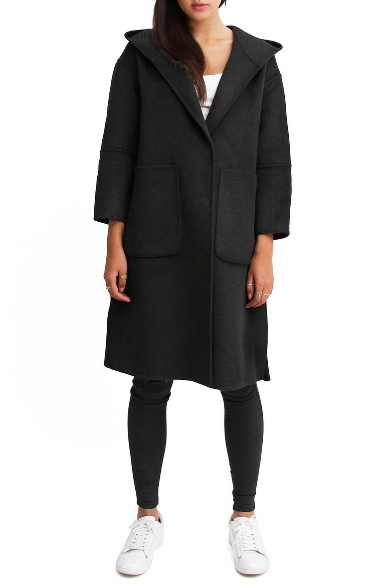 Walk This Way Wool Blend Oversized Coat, Main, color, PURE BLACK