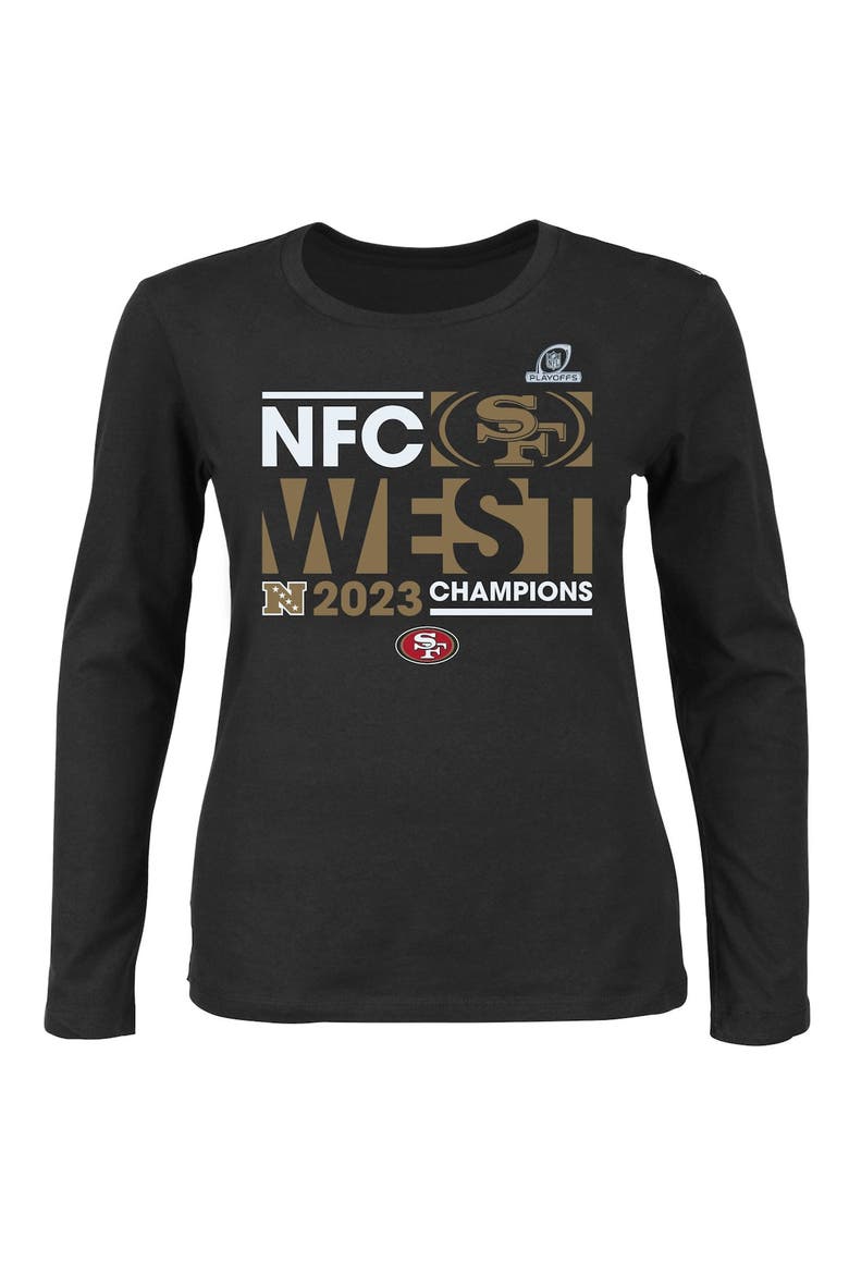 Women's Fanatics Branded  Black San Francisco 49ers 2023 NFC West Division Champions Plus Size Conquer Long Sleeve Scoop Neck T-Shirt, Alternate, color, Black