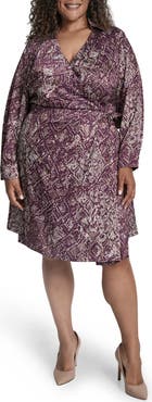 DKNY Long Sleeve Wrap Shirtdress
