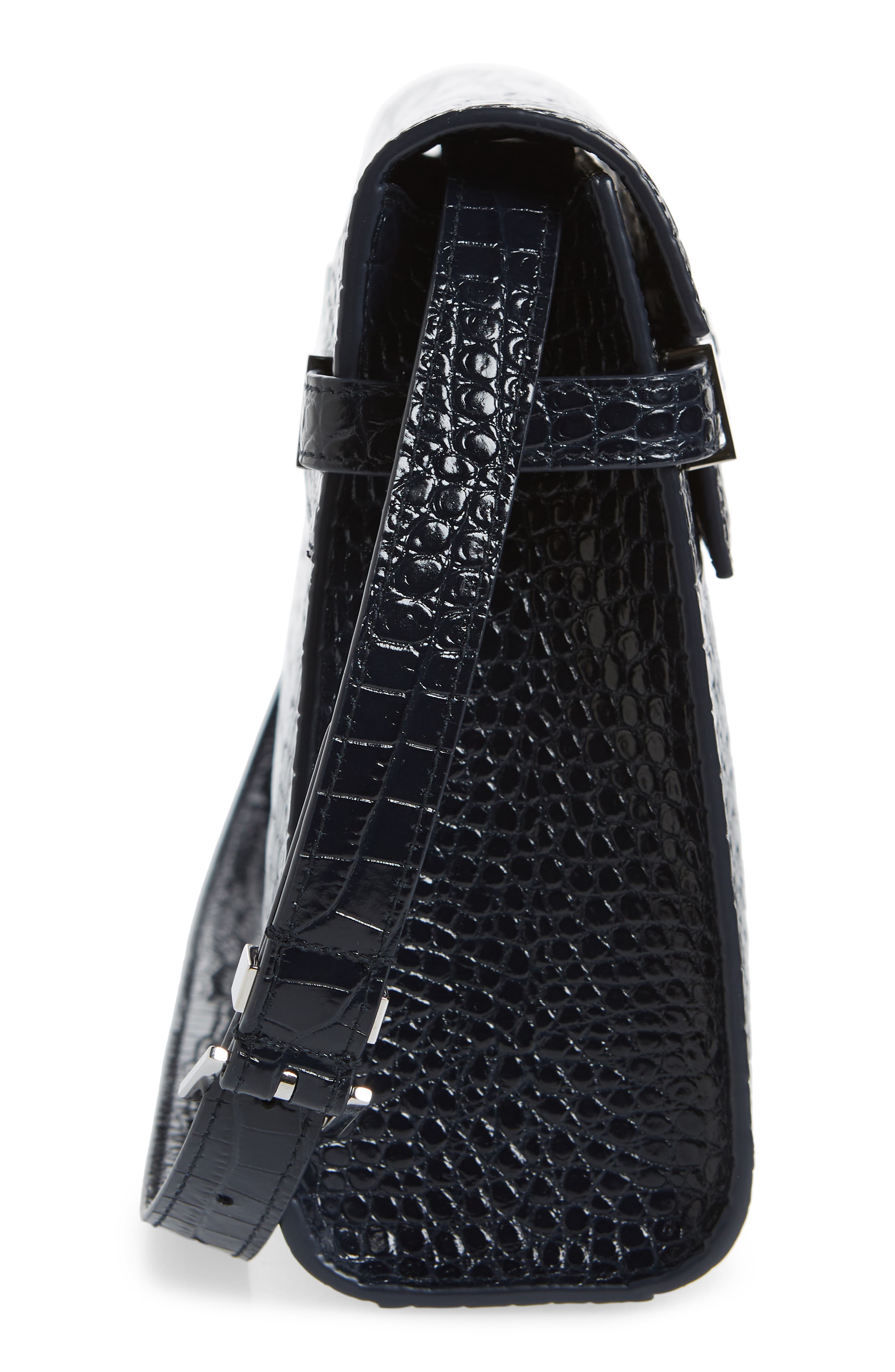Saint Laurent Manhattan Croc Embossed Calfskin Satchel, Alternate, color, 