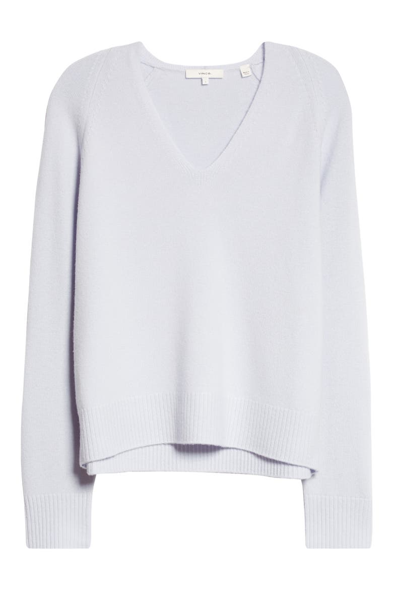 V-Neck Ribbed Wool & Cashmere Blend Sweater, Alternate, color, POWDER BLUE