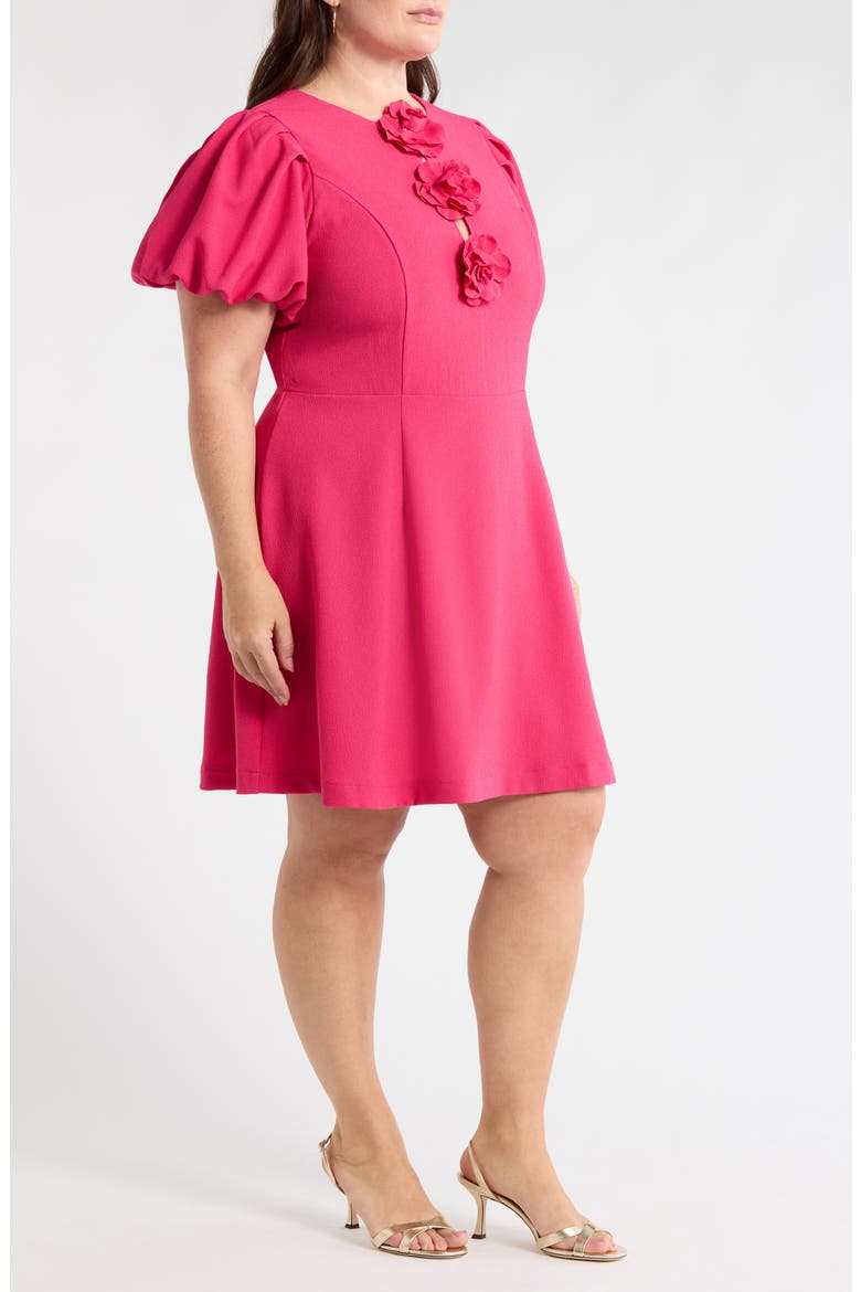Zemira Rosette Bubble Sleeve Minidress, Alternate, color, FUCHSIA