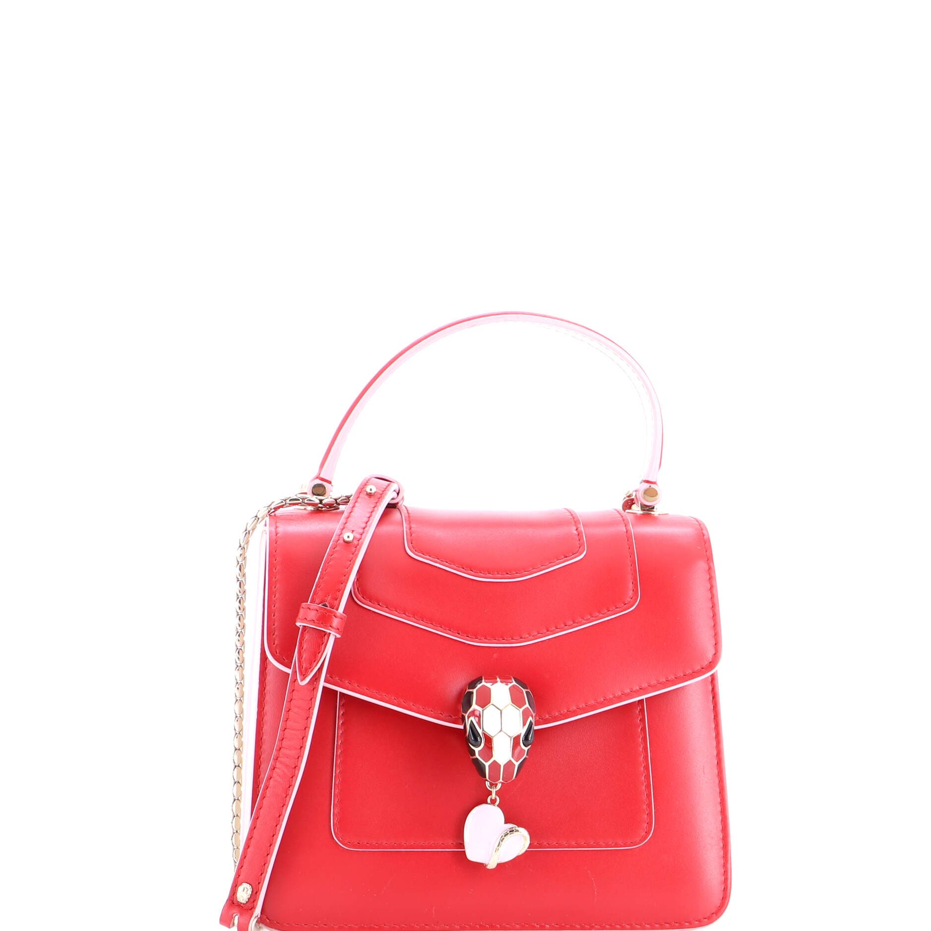 Serpenti Forever Dangle Top Handle Bag Leather Small, Main, color, Red