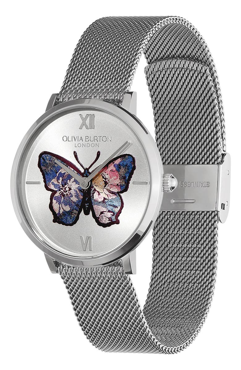 Olivia Burton Signature Butterfly Leather Strap Watch, 28mm, Alternate, color, 