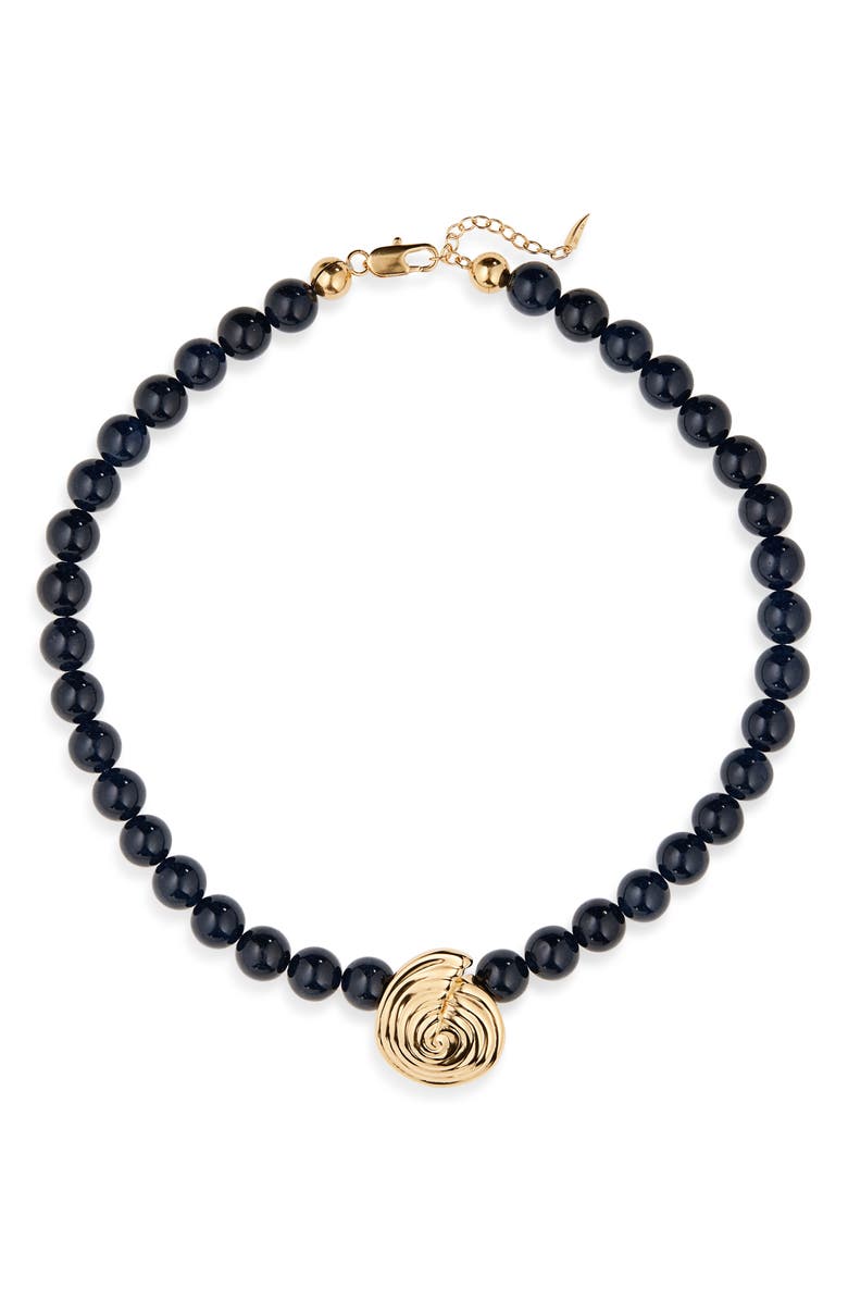 Missoma Beaded Spiral Pendant Necklace, Main, color, Gold