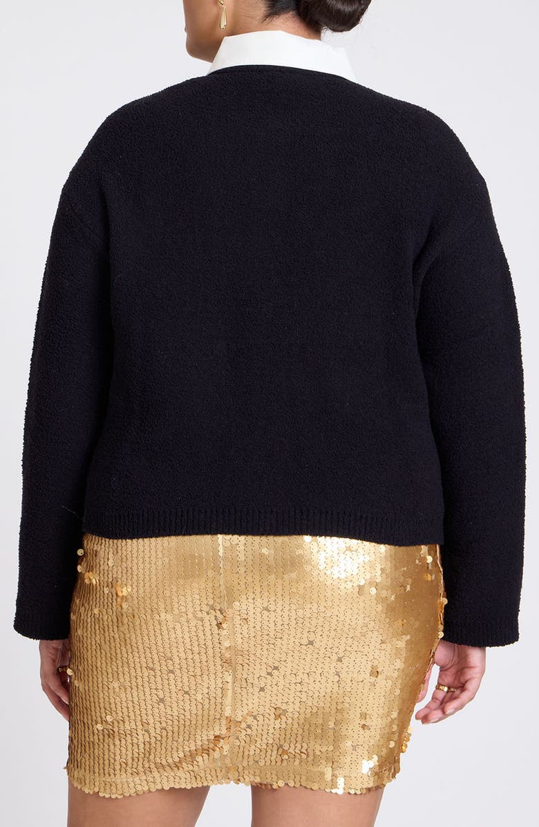 ELOQUII Mixed Media Layered Bouclé Cardigan, Alternate, color, 