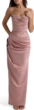 HOUSE OF CB Adrienne Satin Strapless Gown