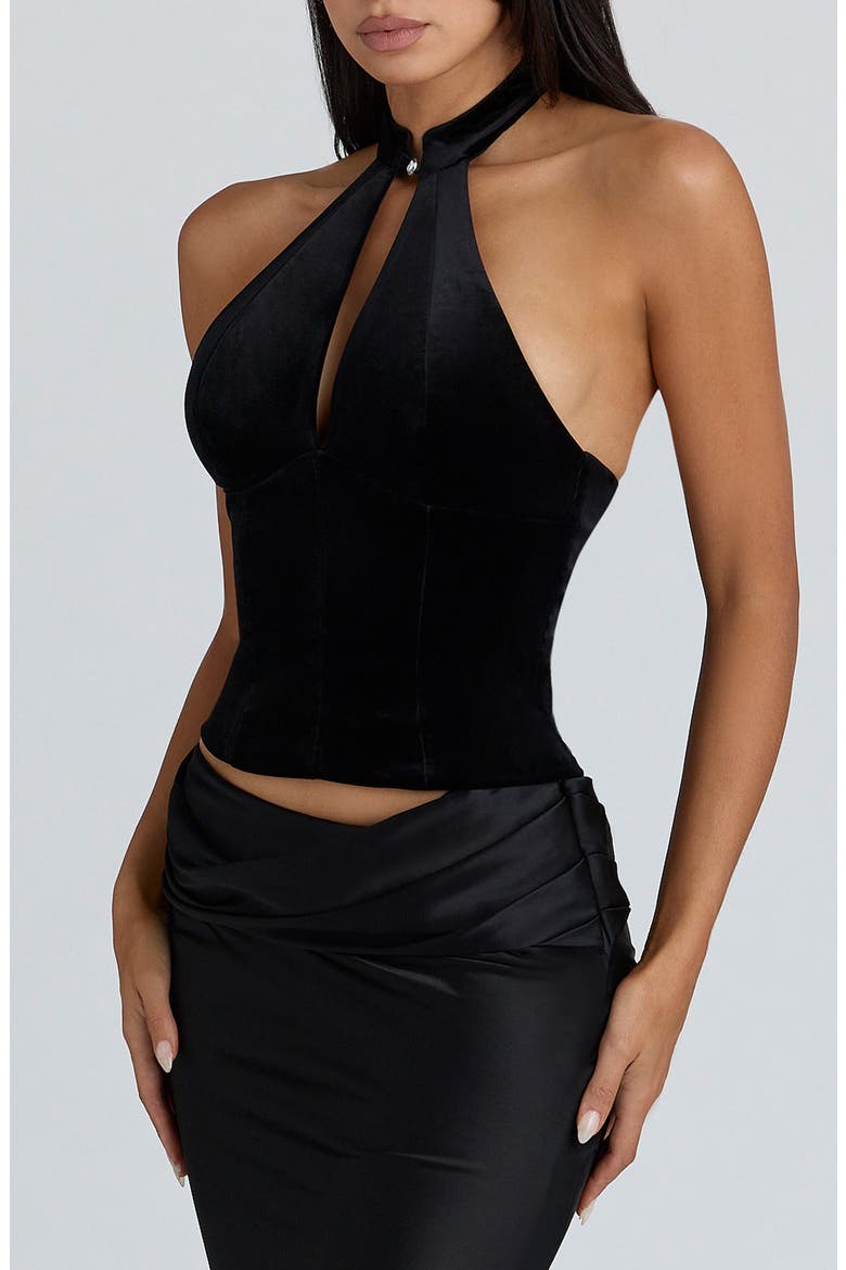 Zia Velvet Halter Top, Alternate, color, BLACK