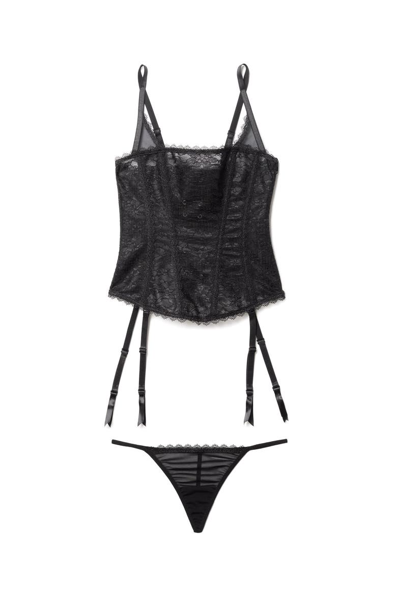 Vira Corset & G-String Set, Alternate, color, Black